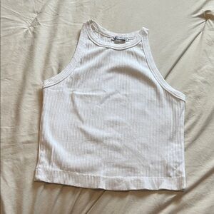Zara White Ribbed Tank Top